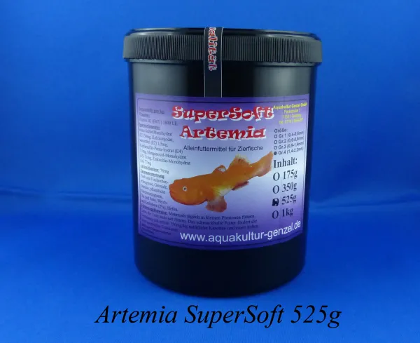 Artemia SuperSoft das feine Weichfutter und Granulat für Zierfische im Aquarium in der großen 525g Dose